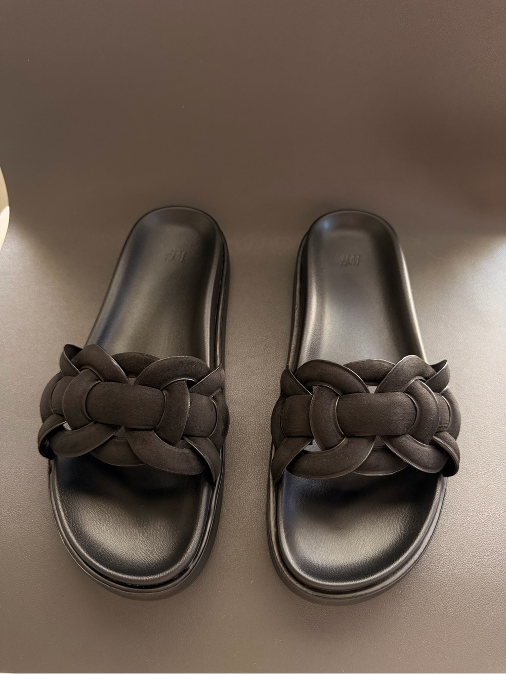 H&M Black Braided Slide Sandals